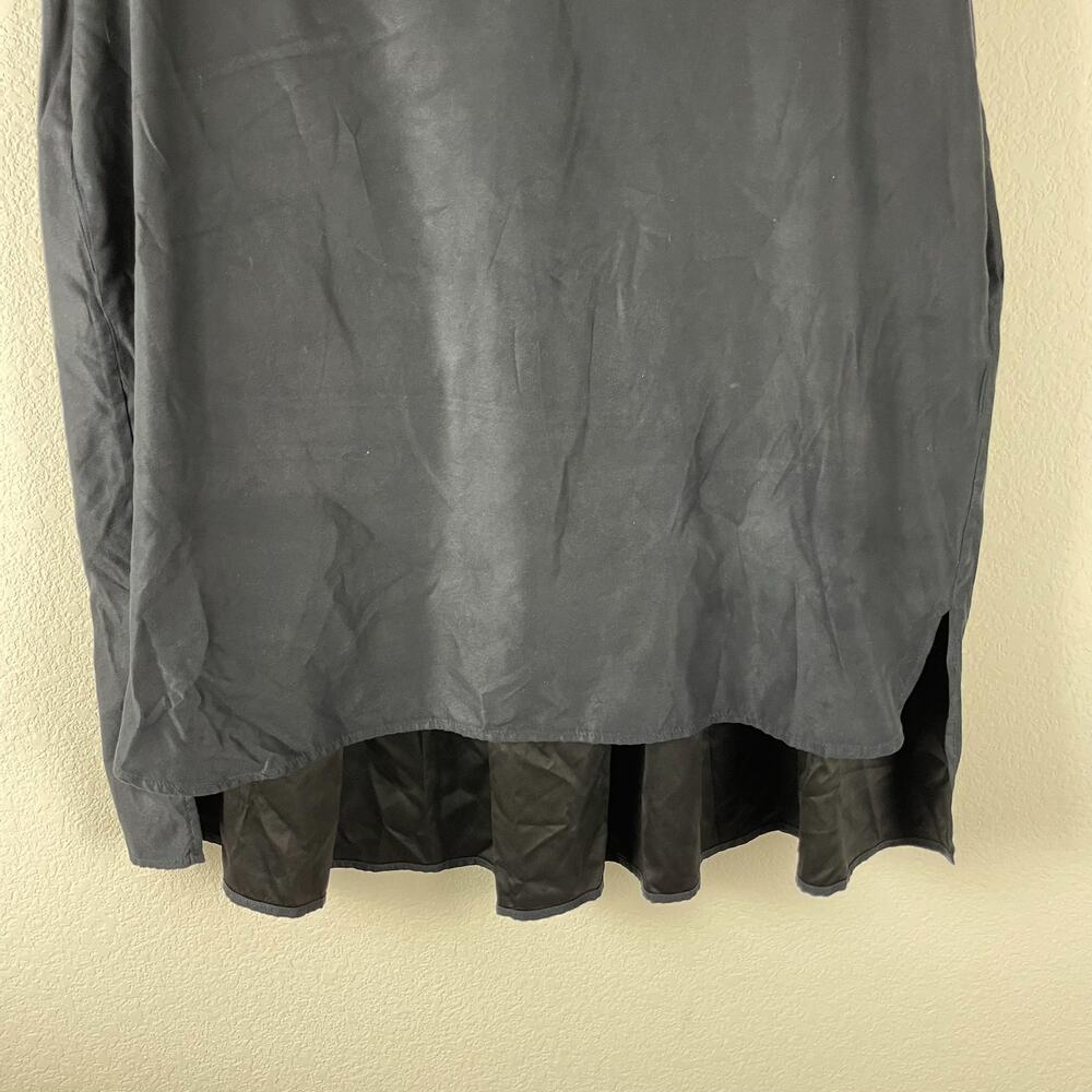 Billy Reid Faux Suede Tent Dress Womens Large Black Silk Lining Lagenlook - Picture 3 of 11